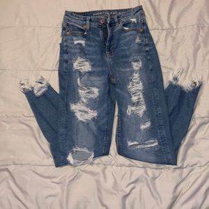 American Eagle Ripped Mom Straight Jean- size 2 Long